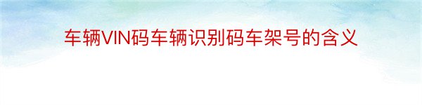 车辆VIN码车辆识别码车架号的含义