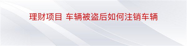 理财项目 车辆被盗后如何注销车辆